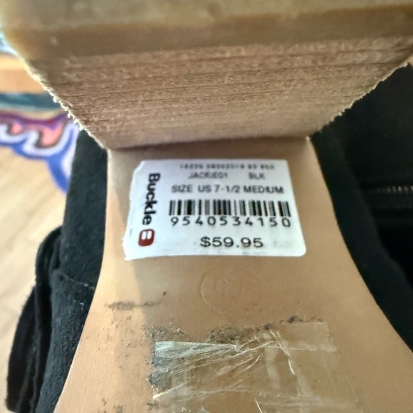 Buckle BEAST FASHION Black Suede Fringe Heeled Boots - Picture 9 of 9